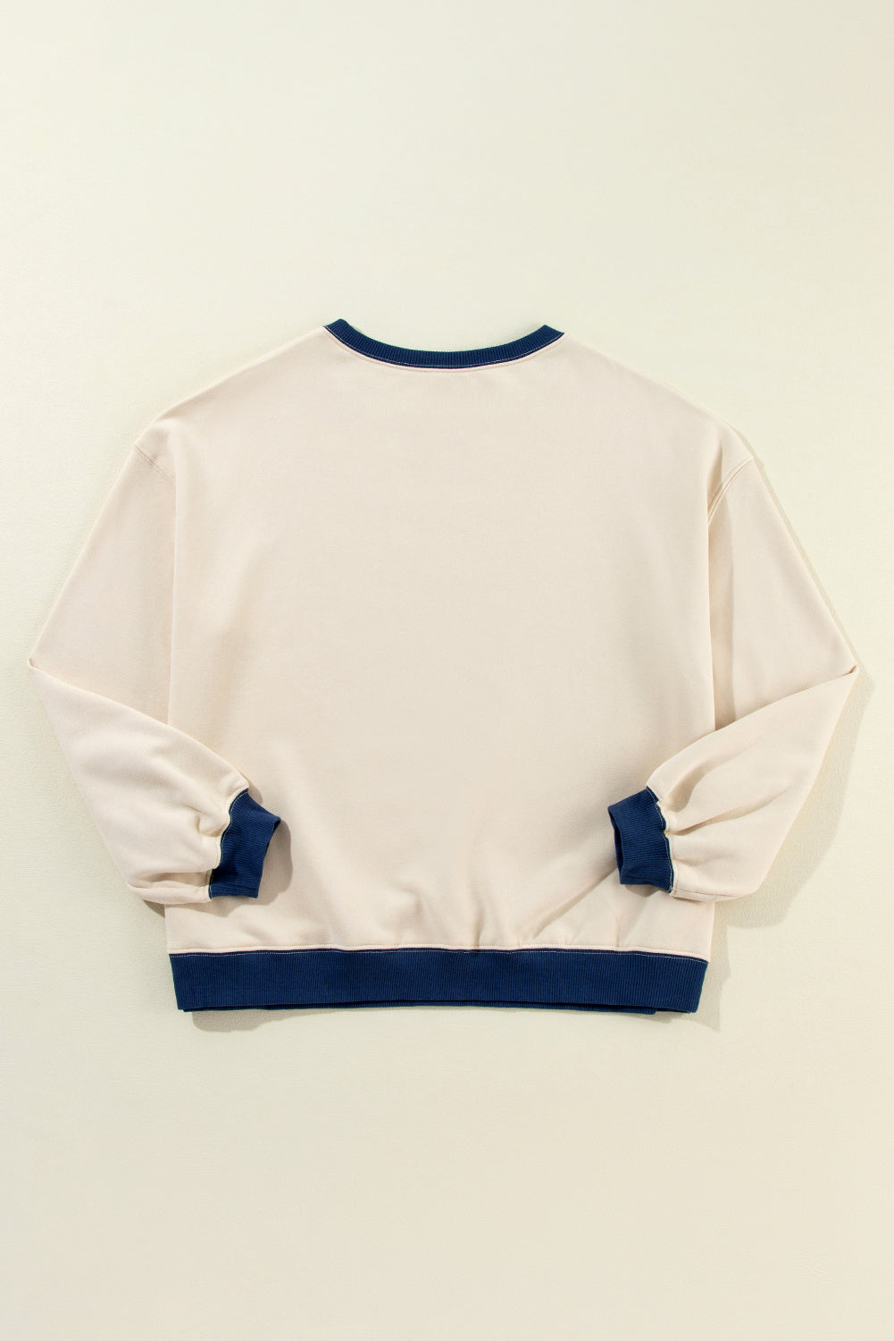 White Color Block Patch Drop Shoulder Oversized Sweatshirt