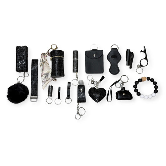 Self Defense Keychains 16 Pieces with Stun Gun and Safety Tools