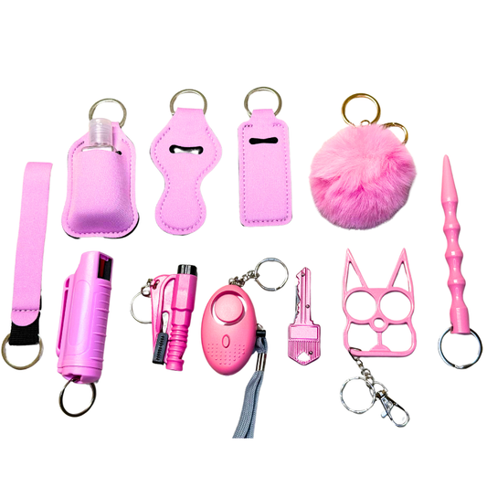 Self Defense Keychains 11 Pieces with Pepper Spray and Safety Tools